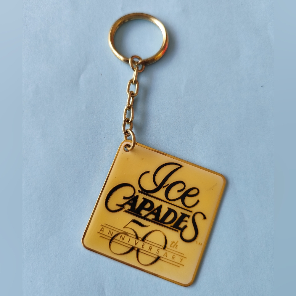 3/$20💗Ice Capades 50th Anniversary Gold Keychain